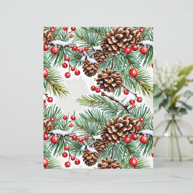 Papier Christmas Holly et Pinecones (Debout devant)
