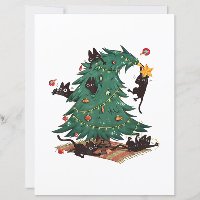 Papier Christmas Tree and Cat Cute Christmas Cat Lover (Devant)