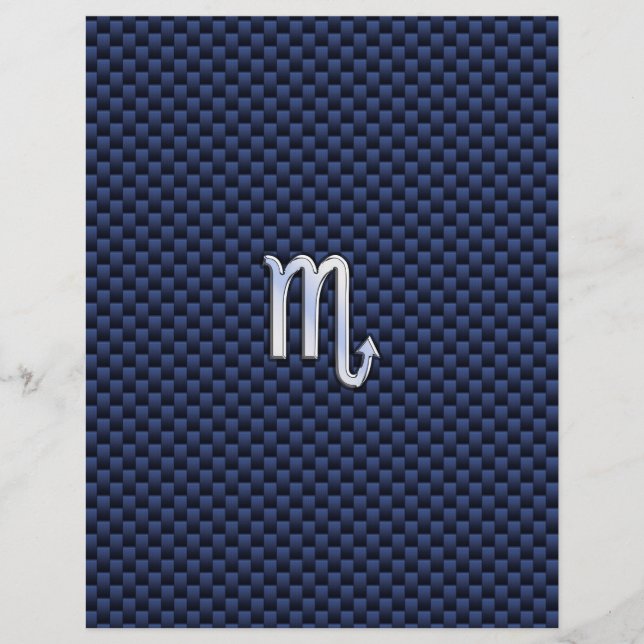 Papier Chrome Scorpio Zodiac Sign on Blue Carbon Fibre (Devant)