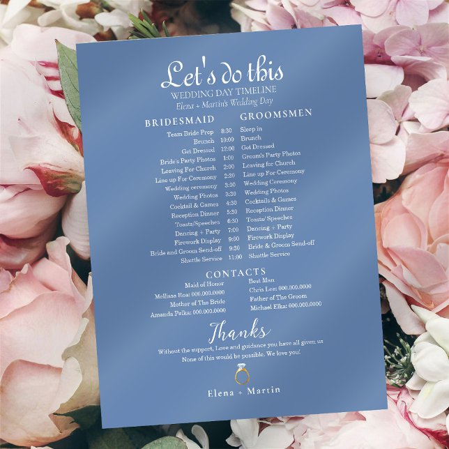 Papier Chronologie de la nuptiale Mariage en bleu Dusty (Créateur téléchargé)