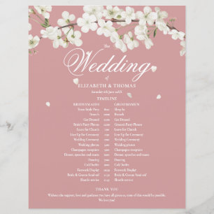 Papier Chronologie du Mariage de Rose blanc éclaté Dusty