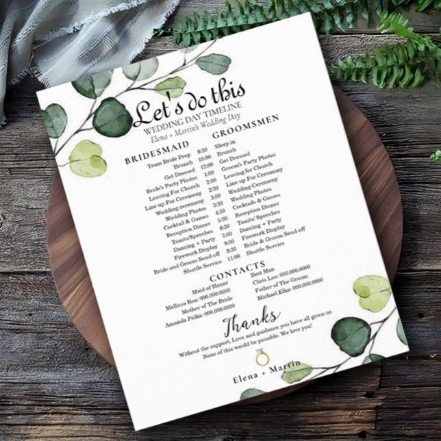 Papier Chronologie Mariage minimale de l'eucalyptus (Créateur téléchargé)