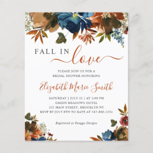 Papier Chute en amour Blue Floral Bridal Shower Invitatio