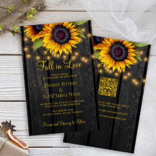 Papier Chute rustique amoureux code QR tout en un mariage