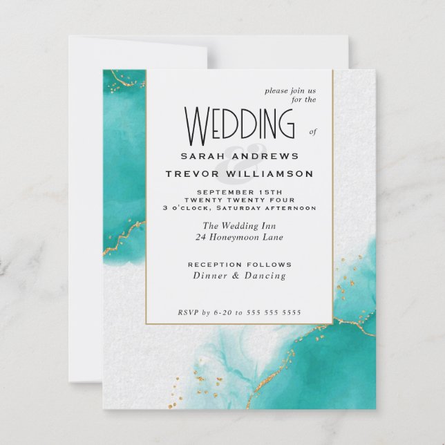 Papier Ciels Abstraits Turquoise Mariage Budget (Devant)