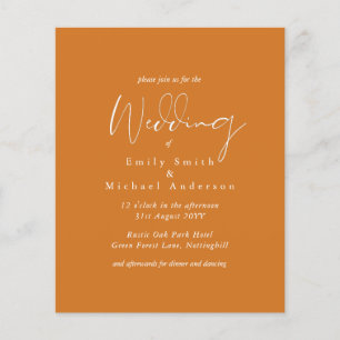 Papier Cinammon Orange Script Typographie Mariage budget