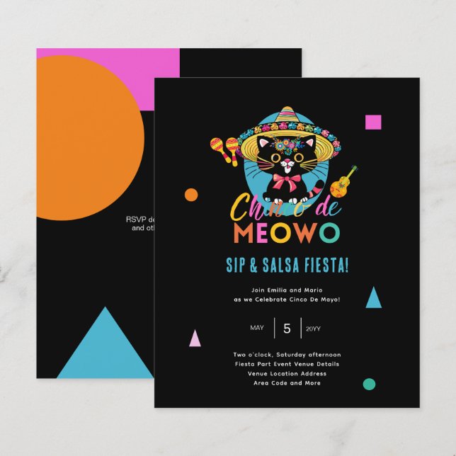 Papier Cinco De Meowo Fun Fiesta Cat Mayo (Devant / Derrière)