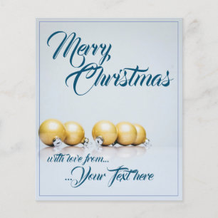 Papier Cinq boules de Noël dorées - écriture bleue