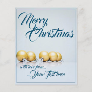 Papier Cinq boules de Noël dorées - écriture bleue