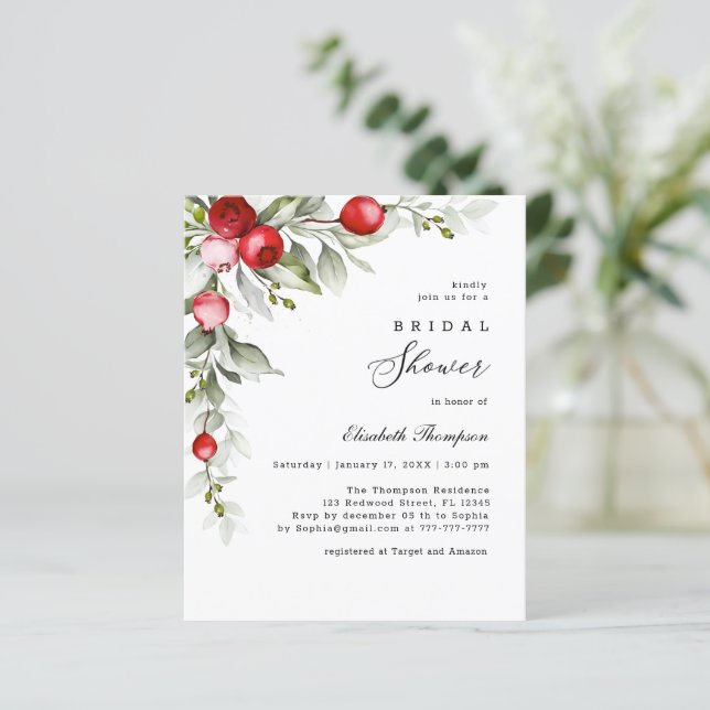 Papier Circulaire d'hiver Holly Berry Fête des mariées Bu (Debout devant)