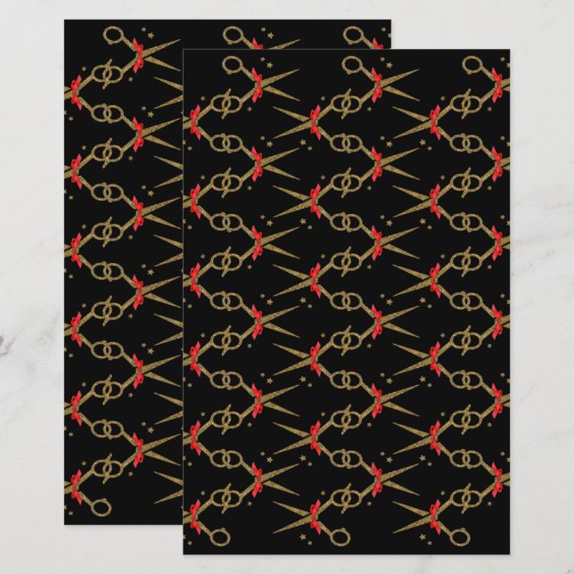 Papier Ciseaux de parties scintillant d'or - Coiffeur (Devant / Derrière)