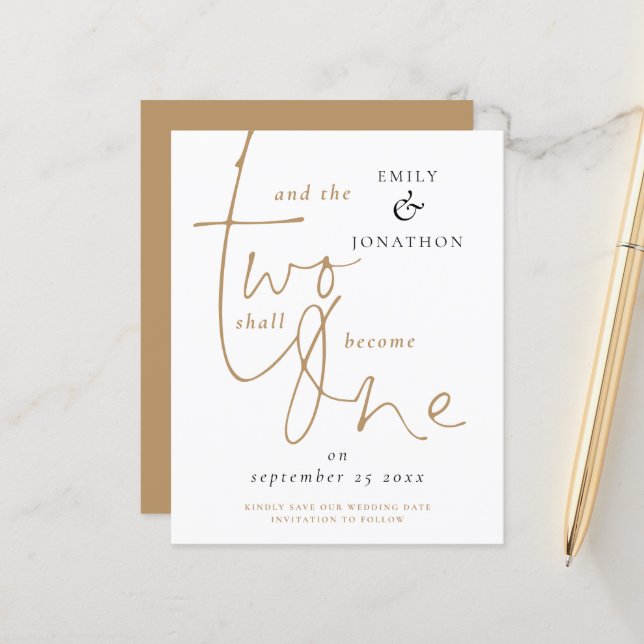 Papier Citation romantique Budget Mariage d'or blanc Date (Devant/Arrière en situation)