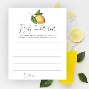 Papier Citron baby shower bébé liste de seau jeu