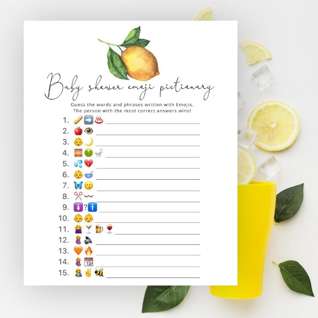 Papier Citron baby shower Emoji jeu d'image (Créateur téléchargé)