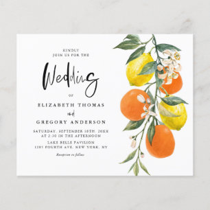 Papier Citron botanique et Faire-part de mariage orange