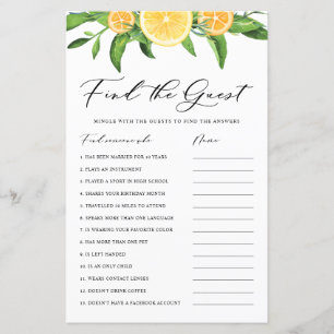 Papier Citron et orange Trouvez le jeu de Fête des mariée