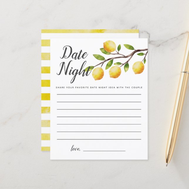Papier Citron Fête des mariées Date Nuit Idées (Devant/Arrière en situation)