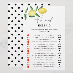 Papier Citron - Il a dit qu'elle a dit jeu de baby shower