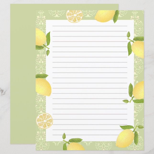 Papier Citron Motif Aimer Vert (Devant / Derrière)