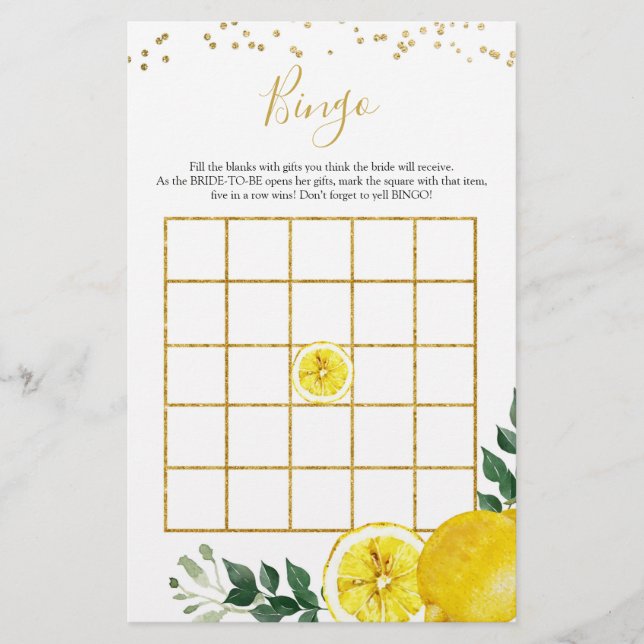Papier citron principal presser Bingo douche nuptiale jeu (Devant)