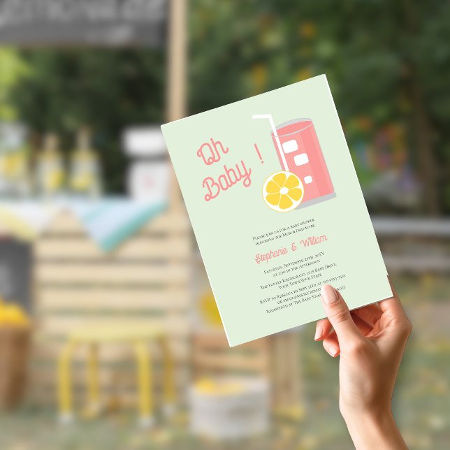 Papier Citronade rose budget Oh Baby shower QR Code (Créateur téléchargé)