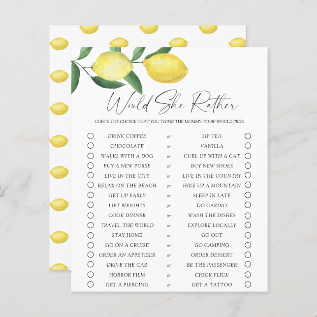 Papier Citrons - Elle préfère jouer (Devant / Derrière)