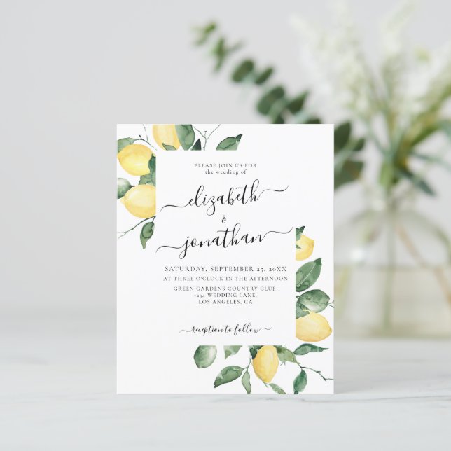 Papier Citrons Fruit Mariage du budget botanique d'été (Debout devant)