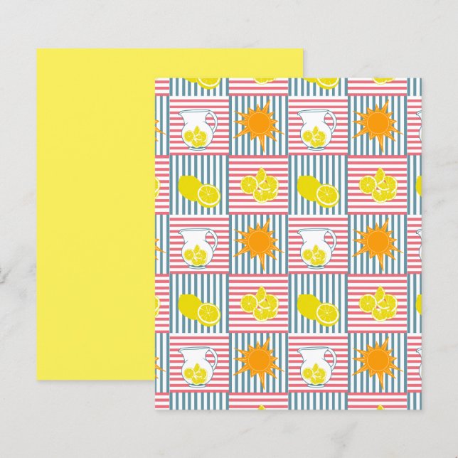 Papier Citrons jaunes Orange Soleil Rose Turquoise rayure (Devant / Derrière)