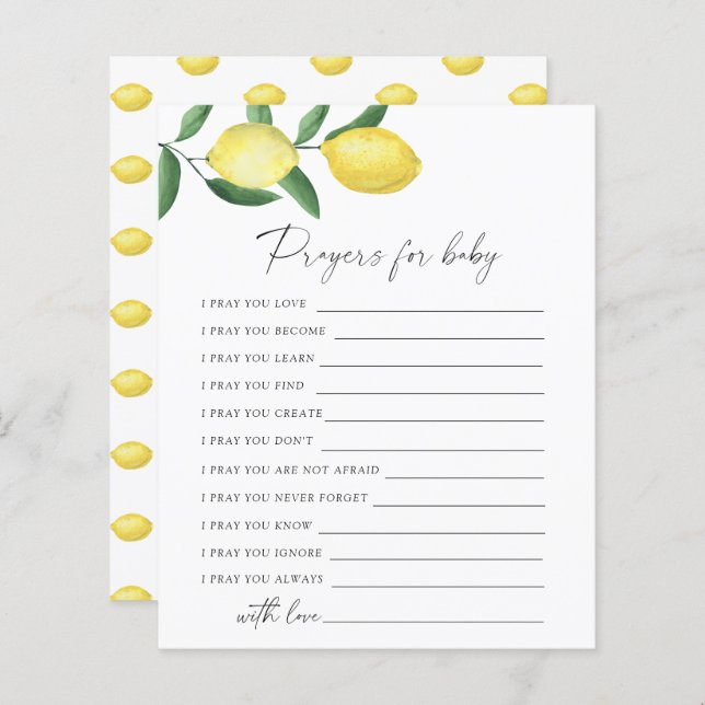 Papier Citrons - Jeu de fête | prières pour le jeu pour b (Devant / Derrière)
