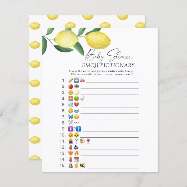 Papier Citrons motif - Emoji jeu pictural (Devant / Derrière)