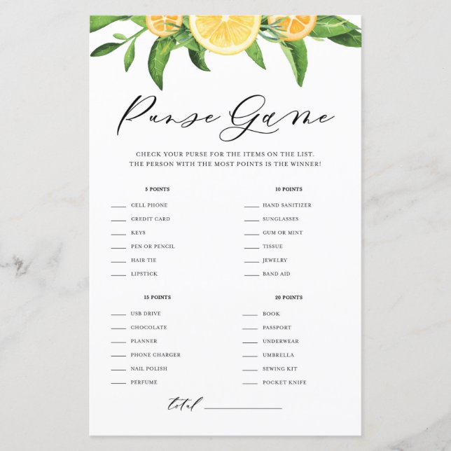 Papier Citrons & Oranges Ce qu'il y a dans votre jeu de d (Devant)