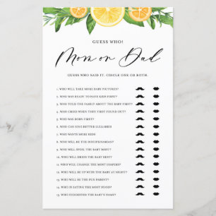 Papier Citrons & Oranges Maman ou papa Il a dit qu'elle a