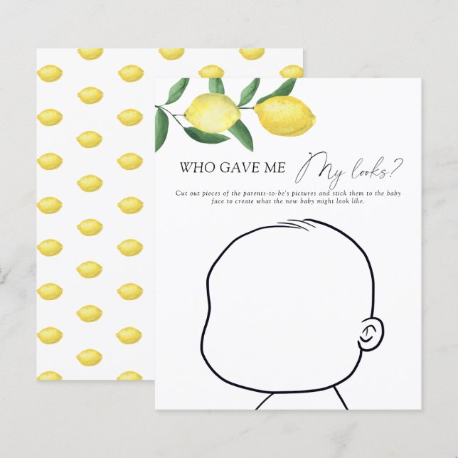 Papier Citrons - Qui m'a donné mon look jeu de bébé (Devant / Derrière)