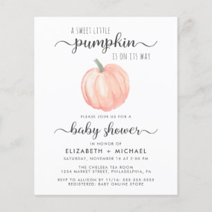 Papier Citrouille Aquarelle Couples Baby shower Invitatio