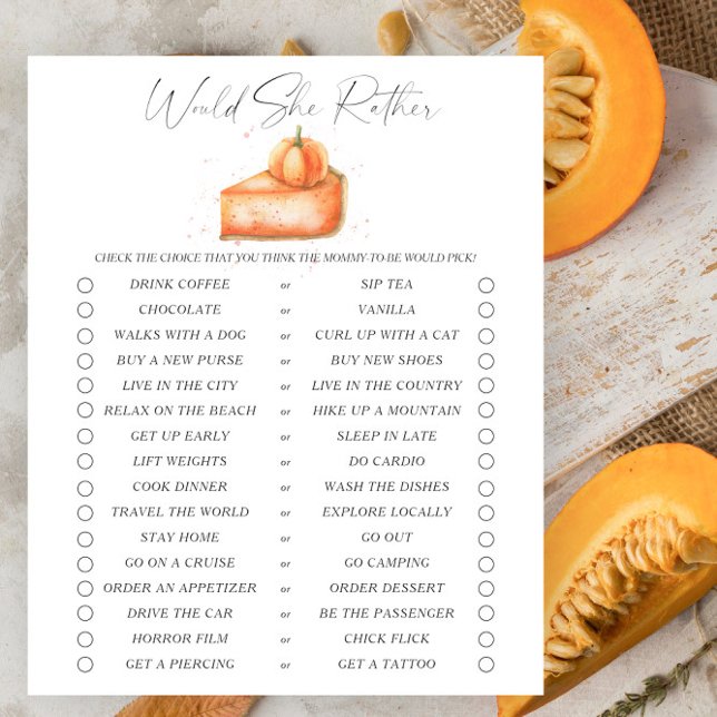 Papier Citrouille baby shower à tarte Voudrait-elle Plair (Créateur téléchargé)