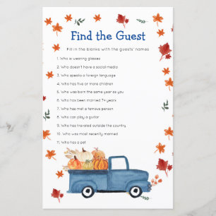 Papier Citrouille Blue Truck Watercolor Trouvez le jeu d'