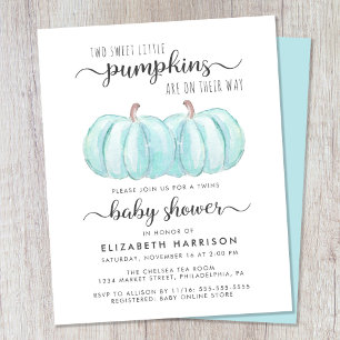 Papier Citrouille Blue Twin Baby Boys Shower Invitation