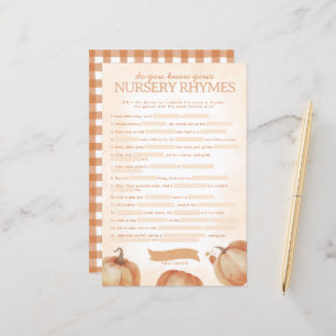 Papier Citrouille d'automne Baby shower Nursery Rhyme jeu