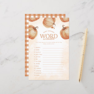 Papier Citrouille d'automne Baby shower Word Scramble Jeu