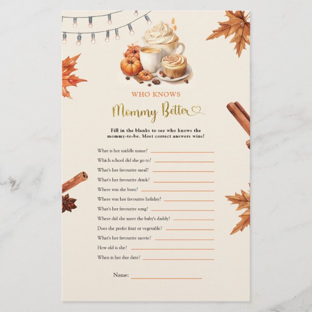 Papier Citrouille d'automne qui connaissent maman meilleu (Devant)