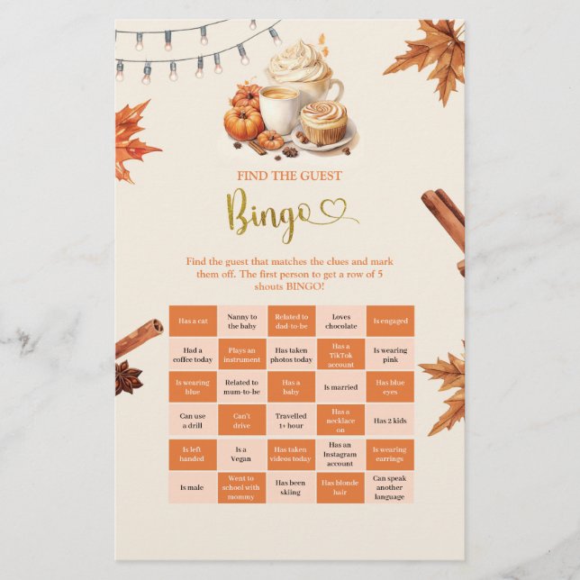 Papier Citrouille D'Automne Retrouvez Les Jeux De Bingo I (Devant)