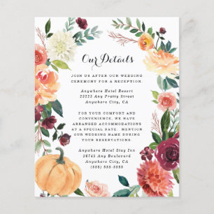 Papier Citrouille Elegant Automne Floral Mariage Enclôtur