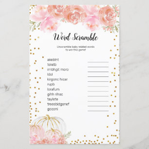 Papier Citrouille Floral Aquarelle Mot Scramble Jeu