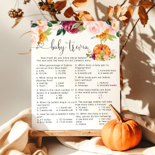 Papier Citrouille floral d'automne Baby trivia jeu de bab