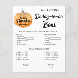 Papier Citrouille Qui connaît Daddy Baby shower Jeu