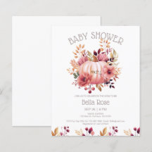 Citrouille rose budget Invitation Baby shower Flor