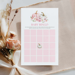 Papier Citrouille rose Fall Girl Baby Bingo Game Card