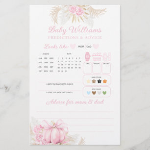 Papier Citrouille rose fille Floral Bow Baby shower jeu