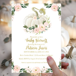 Papier Citrouille rose Floral Baby shower Budget Invitati