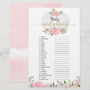 Papier Citrouille rose verdure Baby mot scrambule douche
